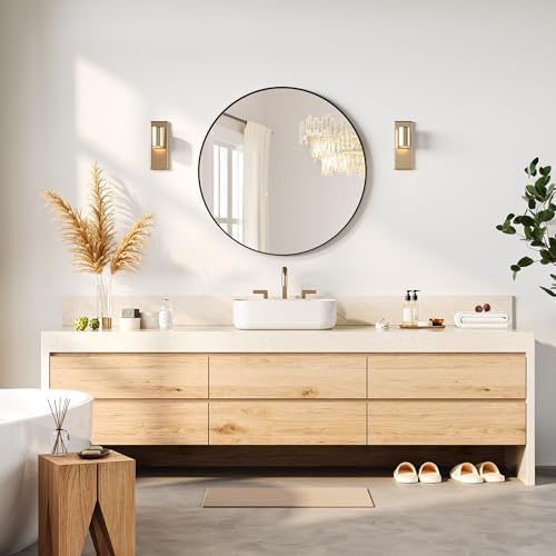 IDEALHOUSE 18 Inch Black Round Wall Mirror