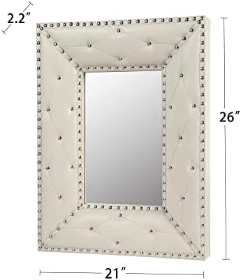 Dyncan Decorative Wall Mirror with Rivet Design 21x26 Inches