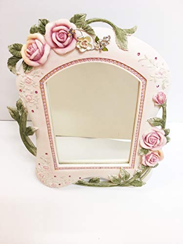 Pink Rose Standing Jeweled Vanity Mirror 1