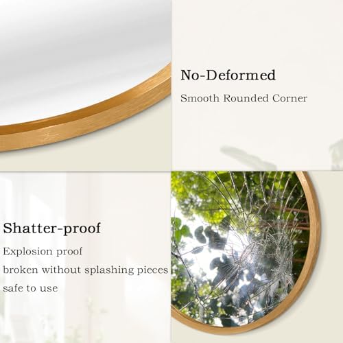 Small Matte Frame Round Mirror for Wall