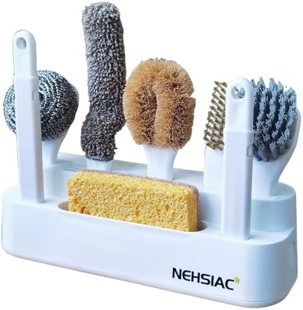 Nehsiac Kitchen Cleaning Brush Set of 7 with Handles and Base