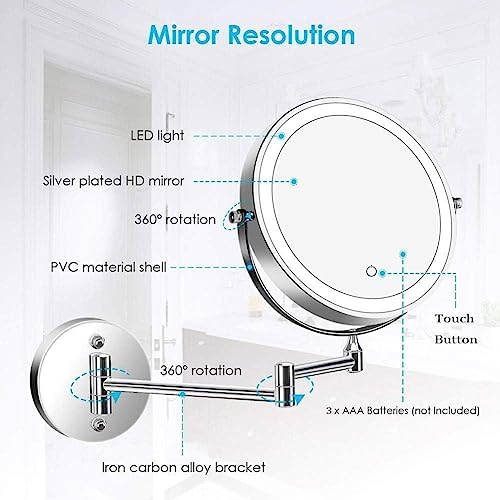 Bleslin 10x Magnifying Double-Sided Vanity Mirror