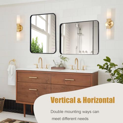 NEWBULIG 30x40 Bathroom Mirror with Black Round Frame 1
