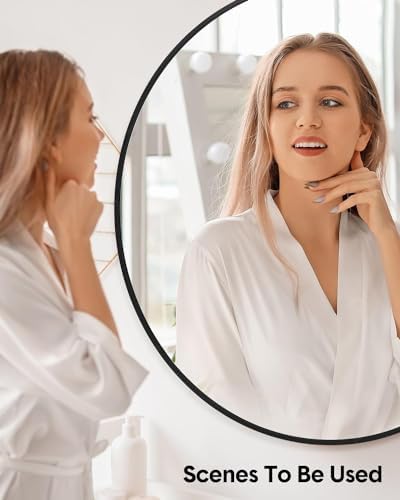 IDEALHOUSE 24 Inch Black Round Mirror