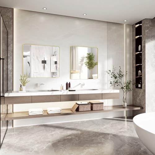Venusmiles Gold Bathroom Mirror 40X36 Inch 1