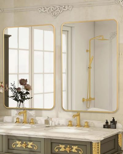 Yellow Gold Bathroom Mirror 20x30 Inch Rectangle