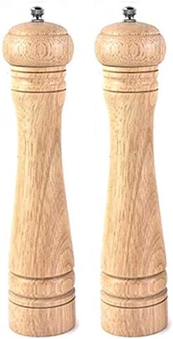 Adjustable Salt and Pepper Grinder Set 2 Pack Wooden Ceramic