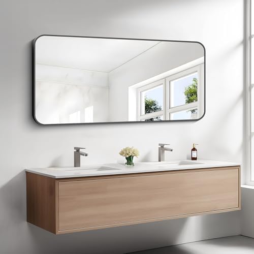 BONEWEI 24x48 Inch Black Rectangle Mirror