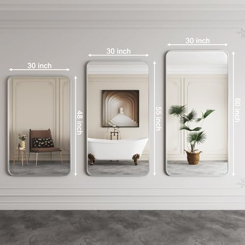 30x55 Silver Bathroom Mirror with Aluminum Frame