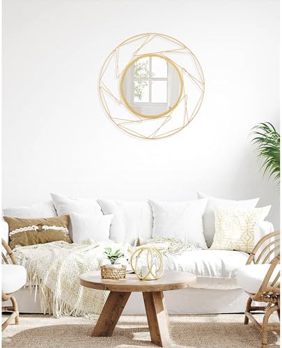 JJUUYOU 20 Inch Round Wall Mirror with Metal Frame