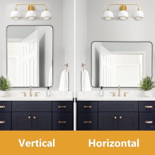 NEWBULIG Round Edge Bathroom Mirror with Thick Black Frame 30x40 Inches
