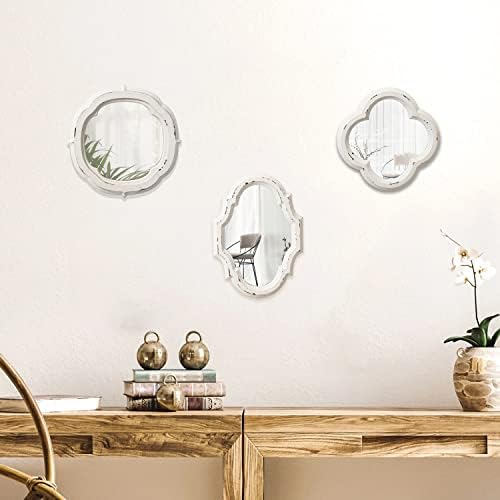 Sintosin Rustic Wooden Round Bathroom Mirror