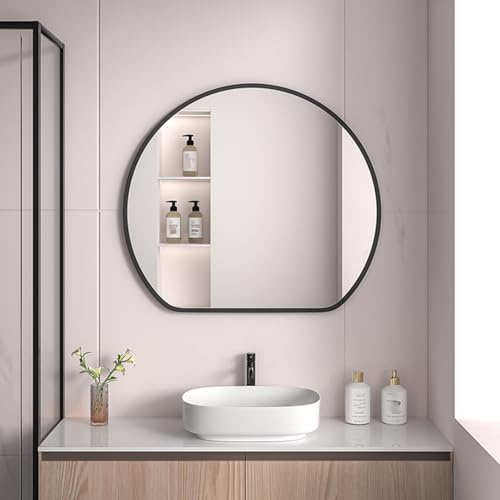 FLIPP Simple Semicircular Bathroom Mirror 40cm Black