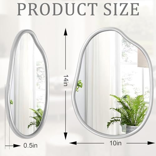 Modern Irregular Wall Mirror with Wood Frame