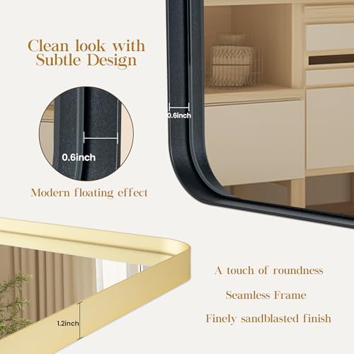 Fun Memories 40x30 Inch Black Bathroom Mirror with Metal Frame
