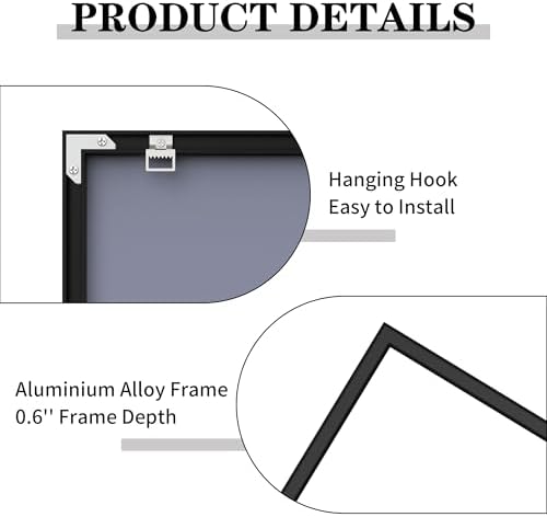 CRATECOOP 40x24 Inch Matte Black Bathroom Mirror with Anti-Rust Frame