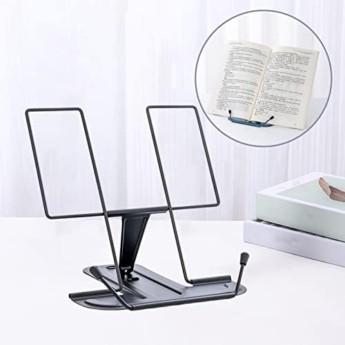 Portable Foldable Adjustable Metal Cookbook Stand Black 1
