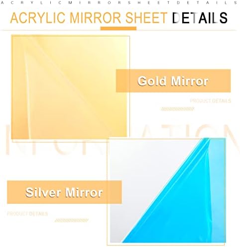 3 Pcs Gold Acrylic Mirror Sheets for Home Crafts