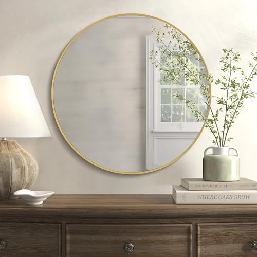 Modern 24 Inch Gold Round Wall Mirror
