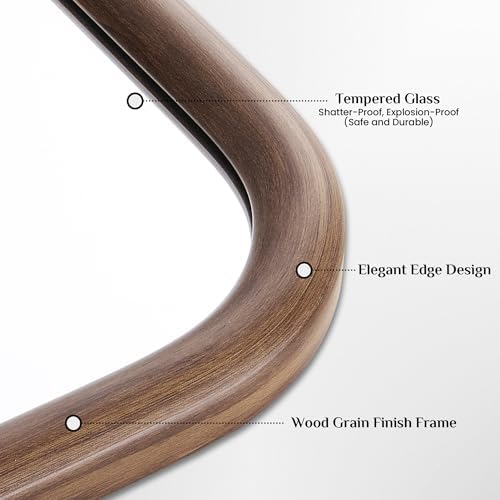 24x36 Wood Grain Frame Wall Mirror for Bathroom Living Room