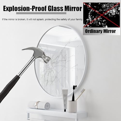 NOIRDA 40cm Metal Framed Round Mirror for Wall