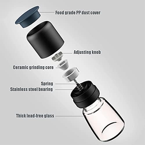 Salt and Pepper Grinder Set 2Pcs Ceramic Grinders with Adjustable Coarseness