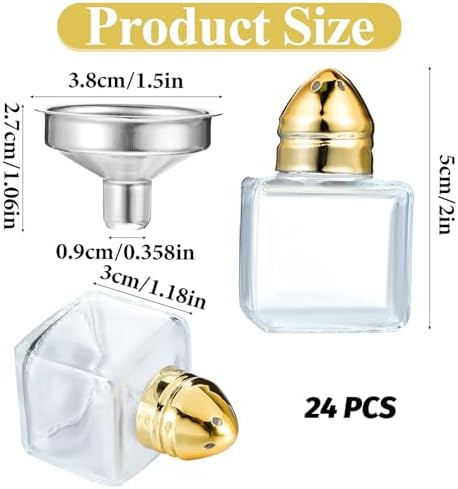 24 Pcs Cube Salt Pepper Shakers with Gold Tops