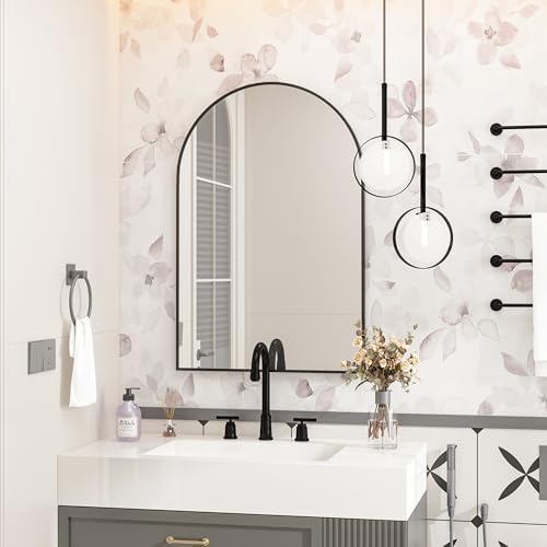 Poseerkey Arched Wall Mirror 20x30 Black Metal Frame