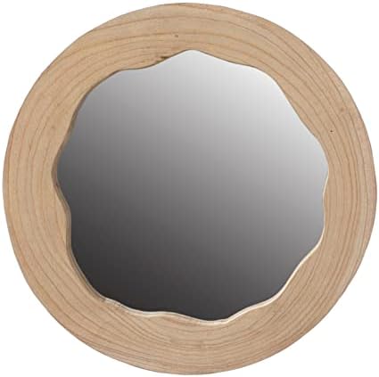Vintiquewise Decorative Round Wood Wall Mirror