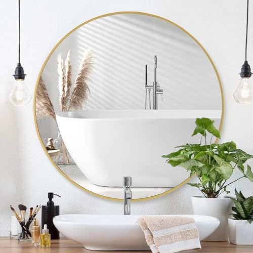 CULER Gold Frosted 24 Inch Round Mirror