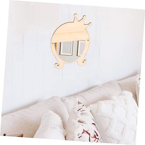 Mipcase Wooden Cartoon Wall-Mount Makeup Mirror for Girls