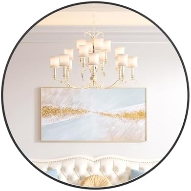 20 Inch Black Round Mirror with Aluminum Frame