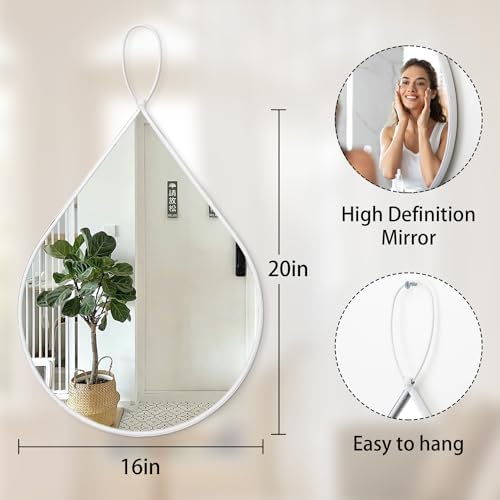FEUFOAM 16x20 Inch White Teardrop Mirror with Metal Frame 1