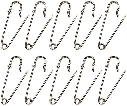 Shapenty 45mm Steel Safety Pins 10PCS for Quilting Knitting Skirt Blanket