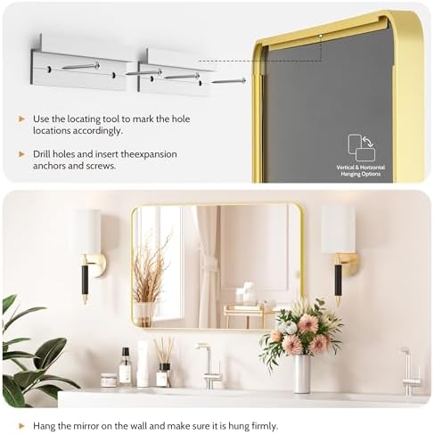 Venusmiles Gold Bathroom Mirror 40X36 Inch 1