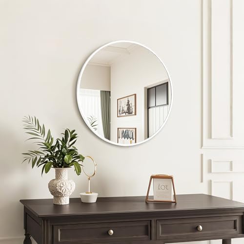 Fabuday 24 Inch Round Matte Black Wall Mirror