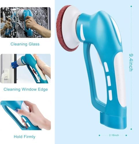 RICHOOSE Cordless Electric Scrubber with 4 Replaceable Heads
