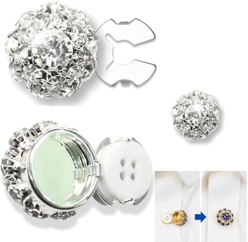 Stylish Rhinestone Button Covers for Women Men Silver