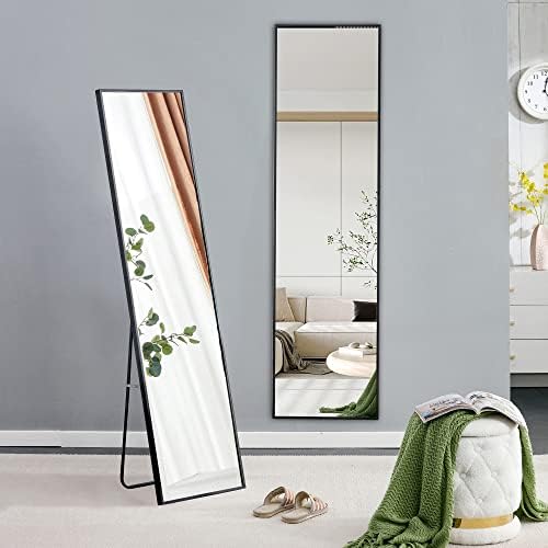 LENA LACED Full-Length Mirror 65x23 Inch Modern Black Frame Wall Mount