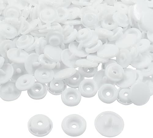Suiwotin 100 Sets T5 Resin Snap Buttons White Round