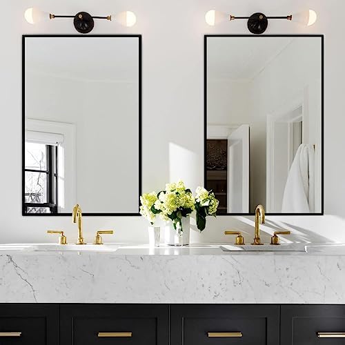 LuxyDecor Wall Mirror 40x24 Thin Black