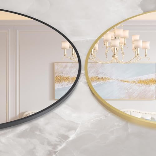 GAOMON 18 Inch Modern Round Wall Mirror with Black Metal Frame