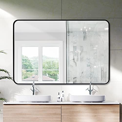 QEQRUG 40x30 Inch Black Frame Wall Mirror