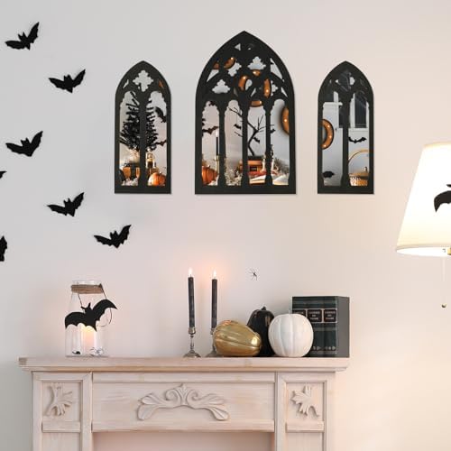 3Pcs Gothic Arched Mirrors Wall Decor Set