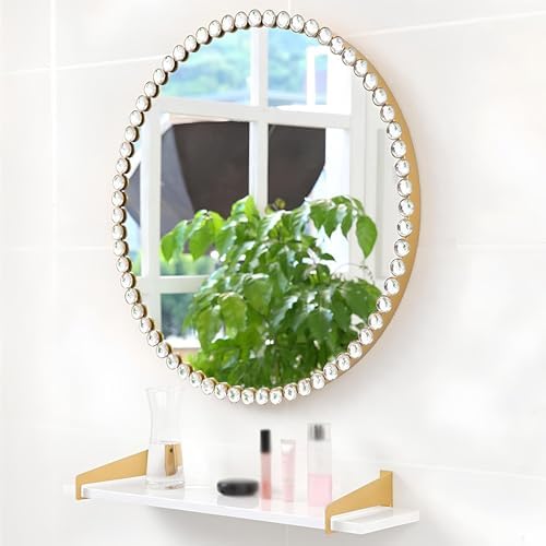 TZUFA Round Mirror with Diamond Metal Frame