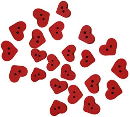Gaweb Buttons 100Pcs Red Love Heart Wooden Fasteners