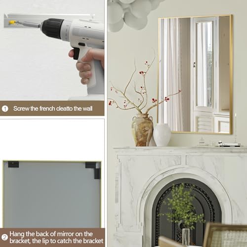 FARMER Gold 16x20 Inch Bathroom Mirror with Frame