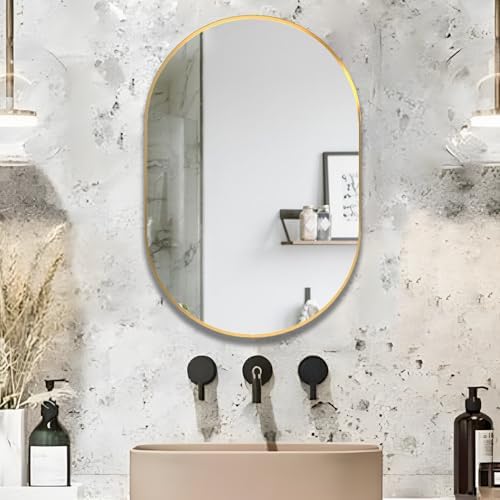 CONGUILIAO Gold Oval Wall Mirror 20x30