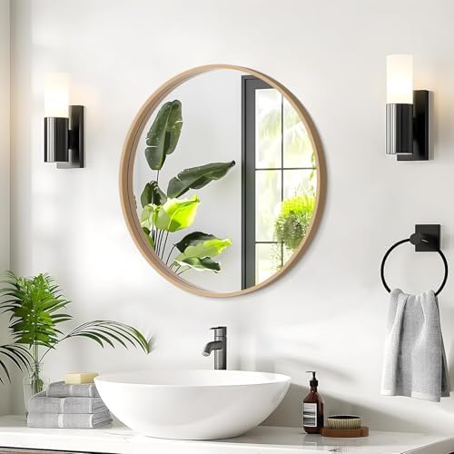 Simple Deluxe Gold 24 Inch Round Mirror
