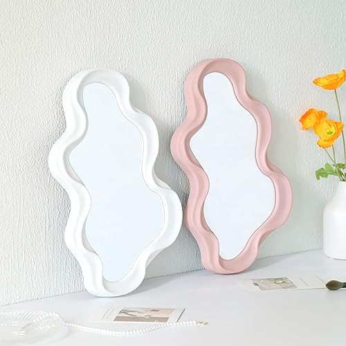 Funky Wavy Mirror 16x10 Pink Irregular Wall Hanging